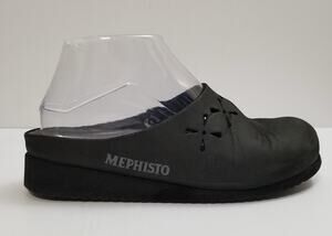 Mephisto Satty Perforated Black Leather Comfort Slip-On Clog Mule Women EU37 US6